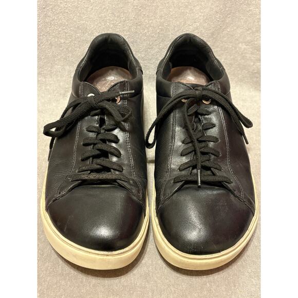 Birkenstock 43 (L 12-12.5 M10-10.5) Black Leather Bend Low Sneaker FLAWS - Picture 2 of 13